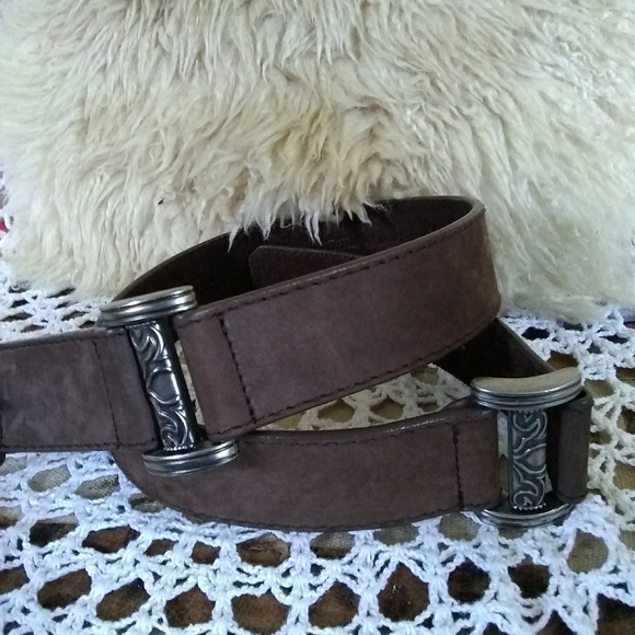 LIZ CLAIBORNE BROWN ANTIQUE HARDWARE BELT - Picture 4 of 5